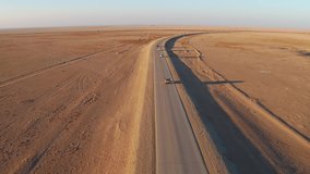 4K Desert Highway Aerial Stock Video Footage