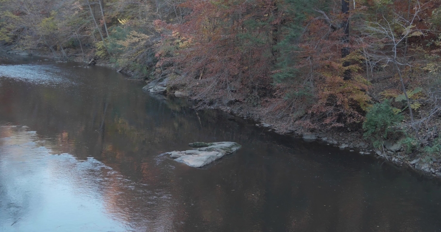 The Wissahickon Creek, slow flow, no turbulence, autumn