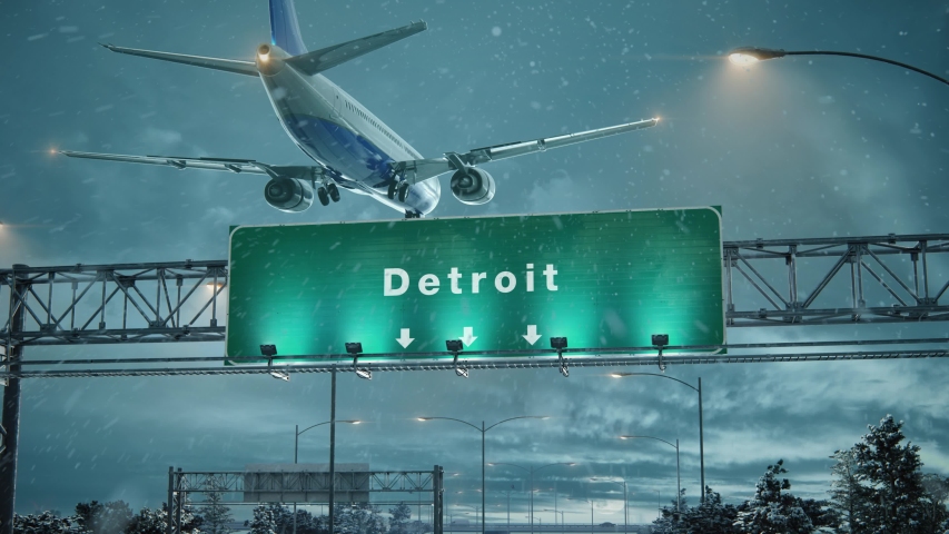 Airplane Landing Detroit in Christmas