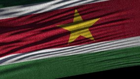 Flag of Suriname. Ideal for sport or any national event. Beautiful textures, 3d flag waving. Closeup 1080p Full HD or 4k video presentation