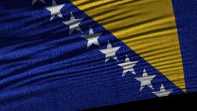 Flag of Bosnia. Ideal for sport or any national event. Beautiful textures, 3d flag waving. Closeup 1080p Full HD or 4k video presentation