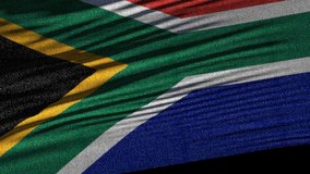 Flag of South Africa. Ideal for sport or any national event. Beautiful textures, 3d flag waving. Closeup 1080p Full HD or 4k video presentation