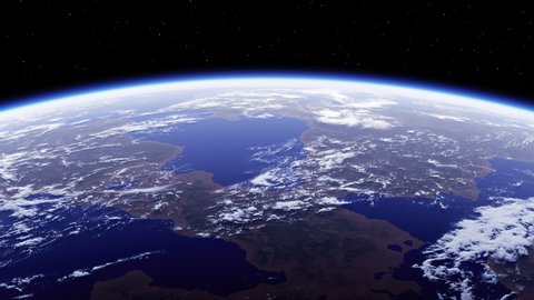 4K. Amazing View From Space To Planet Earth. Ultra High Definition. 3840x2160. Seamless Looped. Realistic 3d Animation.