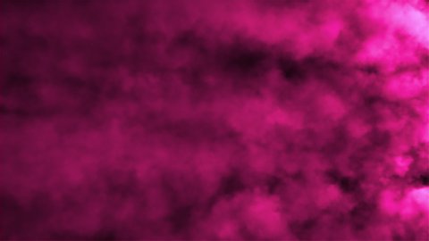 Fast moving puffs of pink smoke on an isolated black background. Atmospheric smoke 4K Fog effect. VFX Element. Haze background. Abstract smoke cloud. Seamless loop 3d render