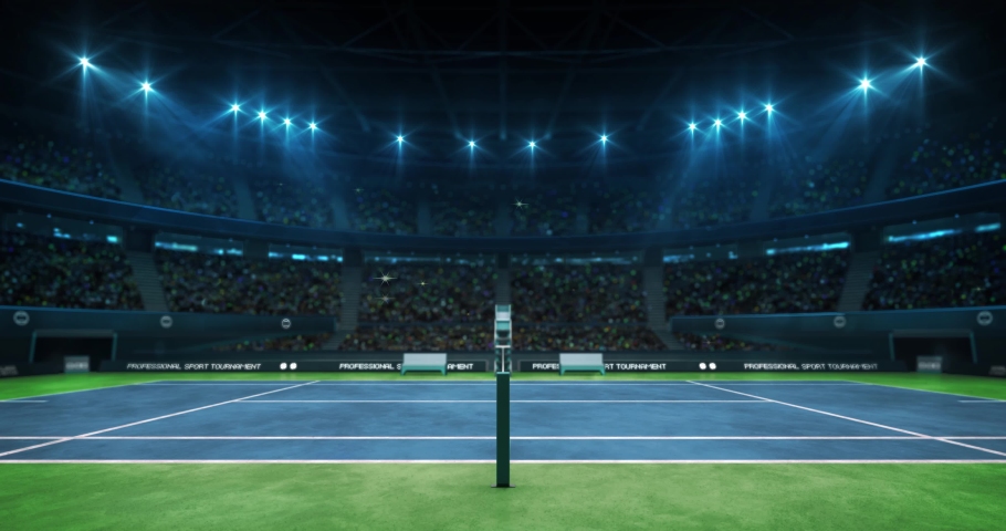 Illuminated Tennis Blue Court Before Stock Footage Video 100 Royalty Free Shutterstock
