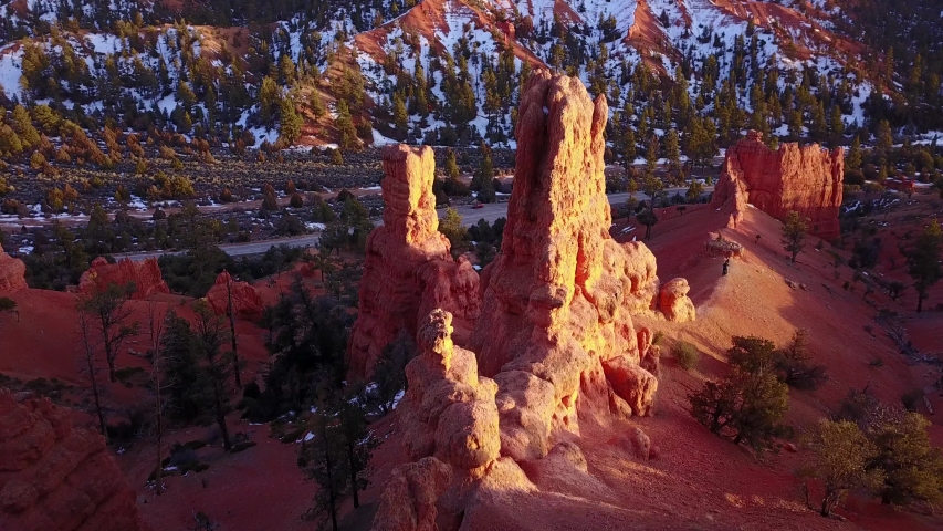 Hoodoos Rock Formations in Bryce Canyon National Park, Utah, Usa, Drone Aerial