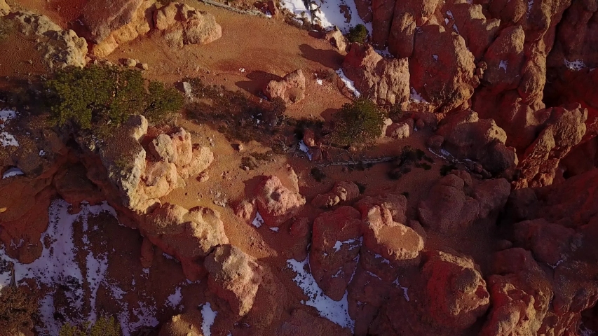 Bryce Canyon National Park Utah Usa, Drone Aerial of Red Rock Formation and Hoodoos, Top Down Bird Eye View