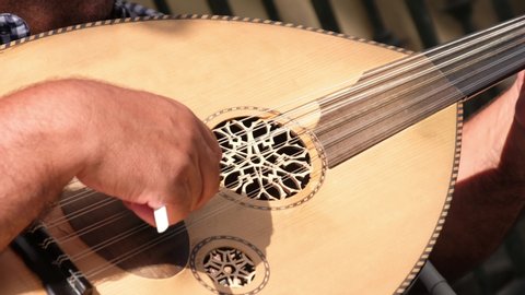 Closeup Shot Of Male Hands Playing Oud
