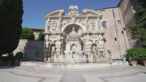 The Fountain of Neptune in Villa d'Este, Tivoli, Lazio, central Italy. July-05-2019