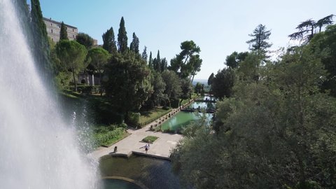 The Fountain of Neptune in Villa d'Este, Tivoli, Lazio, central Italy. July-05-2019