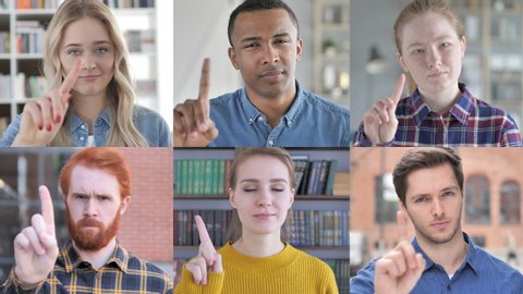 Collage of Young People Saying no With finger gesture