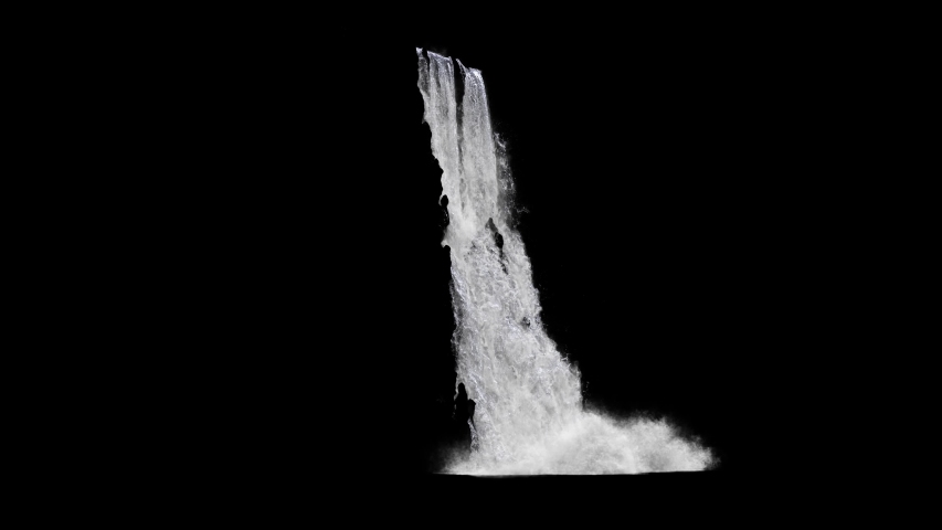 waterfall texture seamless loop, 4k, isolated on black with alpha, foam and mist, looped, side view Royalty-Free Stock Footage #1036106774