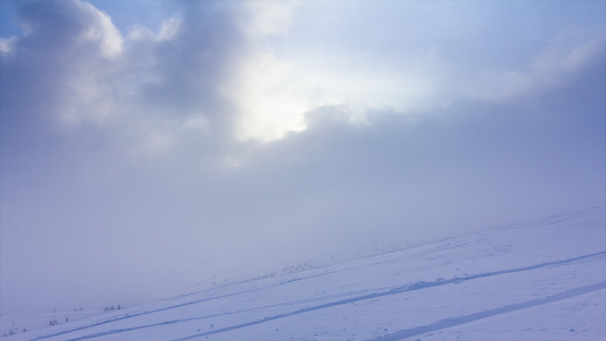 Beautiful winter landscape with snow covered trees. Winter mountains.