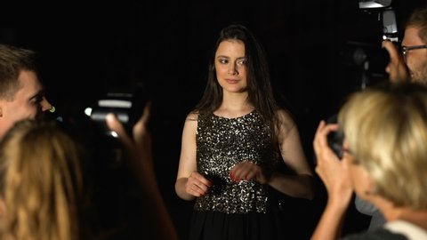 Annoyed actress refusing to take photo, feeling tired of annoying photographers