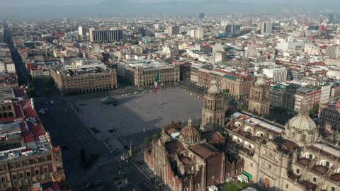 day flying over National Cathedral counter clockwise around Mexico City's Zocalo