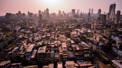 High angle view of Grant Road area in Mumbai downtown time lapse tilt