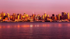 Manhattan view from New Jersey day to night time lapse