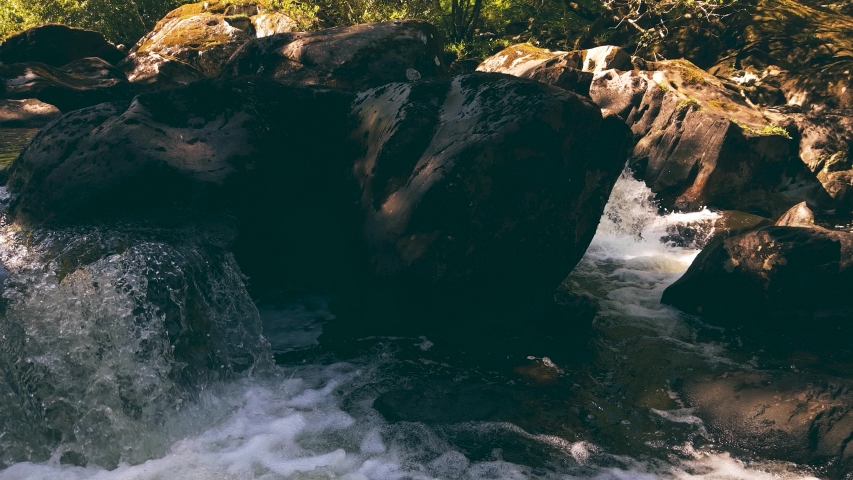 Mountain river. The stones. Cascade. Wales, UK
