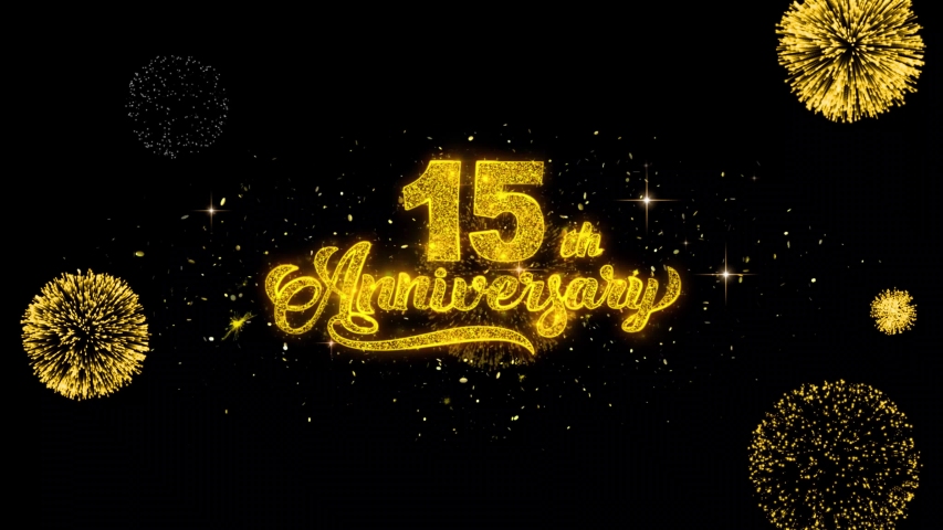 15th Happy Anniversary Golden Greeting Stock Footage Video 100 