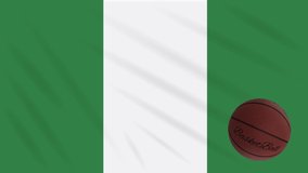 Nigeria flag wavers and basketball rotates, loop.