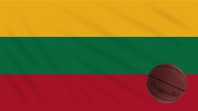 Lithuania flag wavers and basketball rotates, loop.