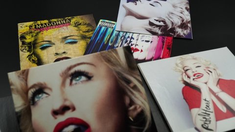 Rome, August 19, 2019: Covers of the cd by MADONNA. In his career he has won numerous awards, including 50 Billboard Music Awards and 7 Grammy Awards