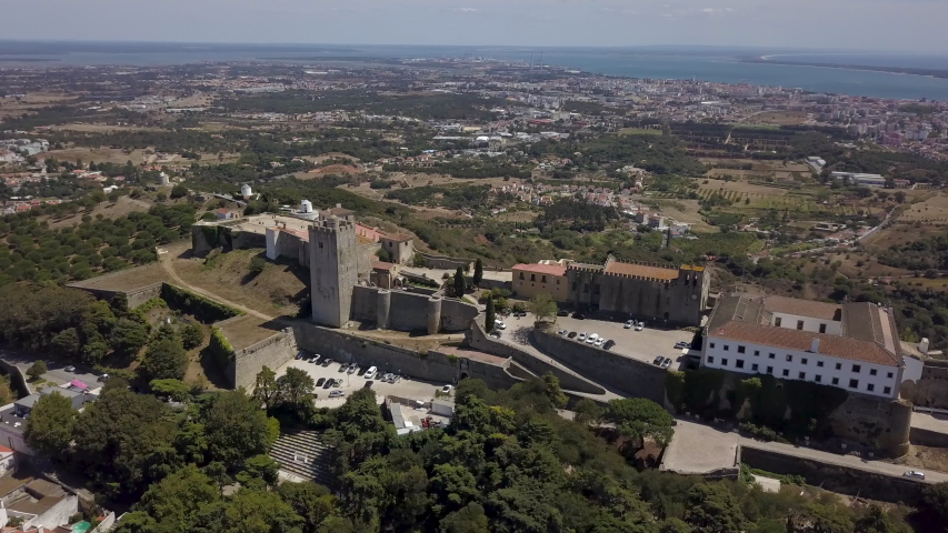 Aerial view of Castelo de Palmela and Setúbal