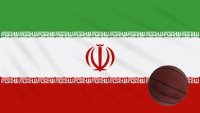 Iran flag wavers and basketball rotates, loop.