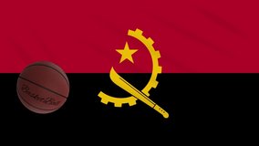 Angola flag wavers and basketball rotates, loop.