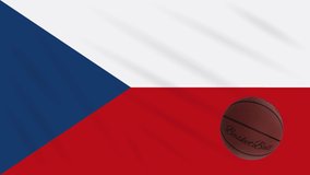 Czech Republic flag wavers and basketball rotates, loop.