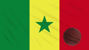 Senegal flag wavers and basketball rotates, loop.