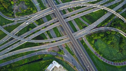 4k Aerial View Road Interchange Highway Stock Footage Video (100% ...