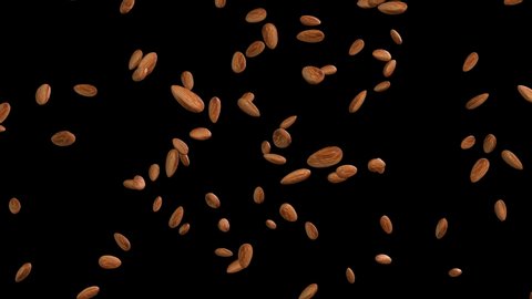 3D animation of a almond flow with alpha layer