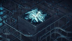 Digital code processing system. Abstract science fiction concept. Seamless loop 3D render animation with DOF - Powered by Shutterstock - Get 15% off with code: PIKWIZARD15