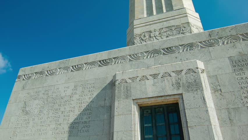 Panning over the San Jacinto Memorial and Museum Exterior on a Sunny Texas Day near Houston TX
