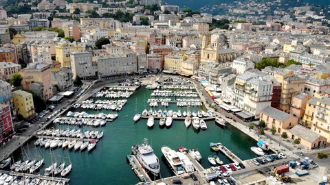 Aerial view of Bastia harbor, Corsica