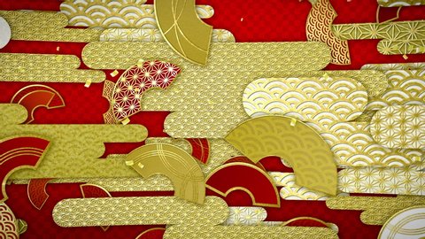 Elegant animation of Japanese traditional patterns, fans, clouds and flower motifs.
Loop.