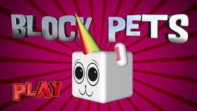 3D block style pets and mythical creatures game intro. Loops