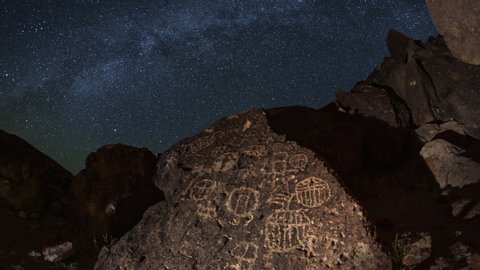 Bishop Paiute Native American Petroglyphs at Night