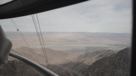 Palm Springs , California / United States - 11 28 2018: Looking at desert landscape of from Palm Springs aerial tramway