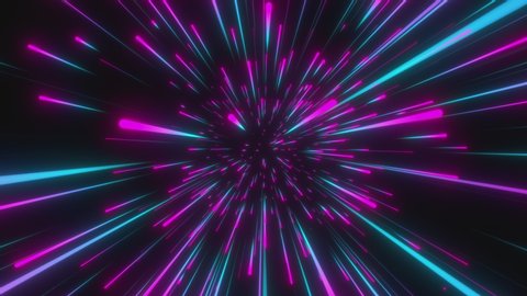 Looped animation. Interstellar travel through space and time at the speed of light. 3d rendering.