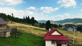 Buy Mountain Village Houses Small Wooden Scenic View Panoramic Panorama 4K Video Shooting Background Images