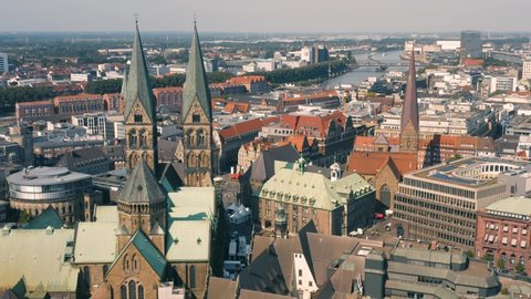 Aerial view of Bremen on a sunny day