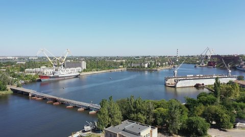 Aerial view of Dock for Repair of Ships and Boats in Nikolaev.
