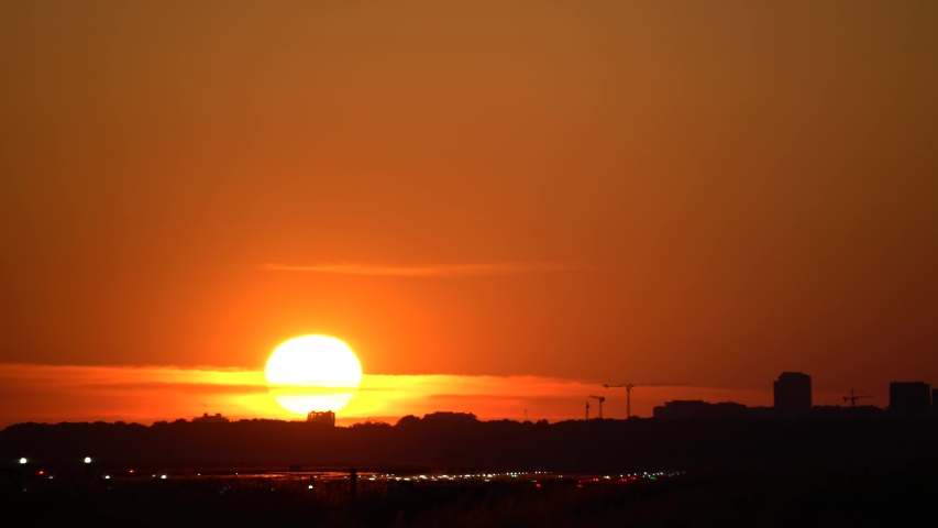 Dreamliner landing at beautiful sunrise  Royalty-Free Stock Footage #1036355489
