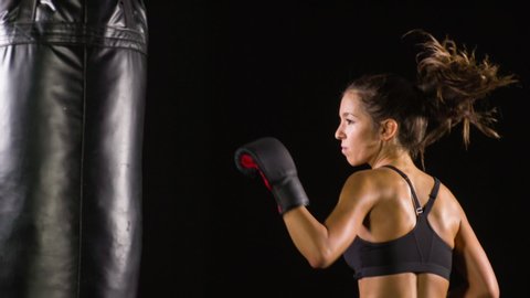 Athletic Woman Working Out. Boxing.