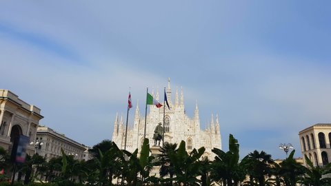 Statue of Vittorio Emanuele on Piazza del Duomo in front of Milan Cathedral