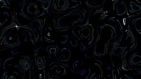 Moving random wavy texture. Psychedelic animated abstract shapes on black background. Looping footage.