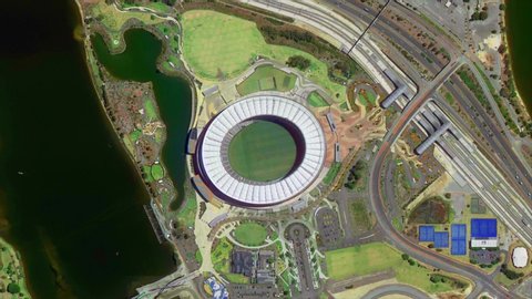 Perth, Australia: Earth Zoom from Perth Stadium - Optus Stadium 