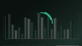 Animation of white rotating circles and data processing with a graph in the background - Powered by Shutterstock - Get 15% off with code: PIKWIZARD15